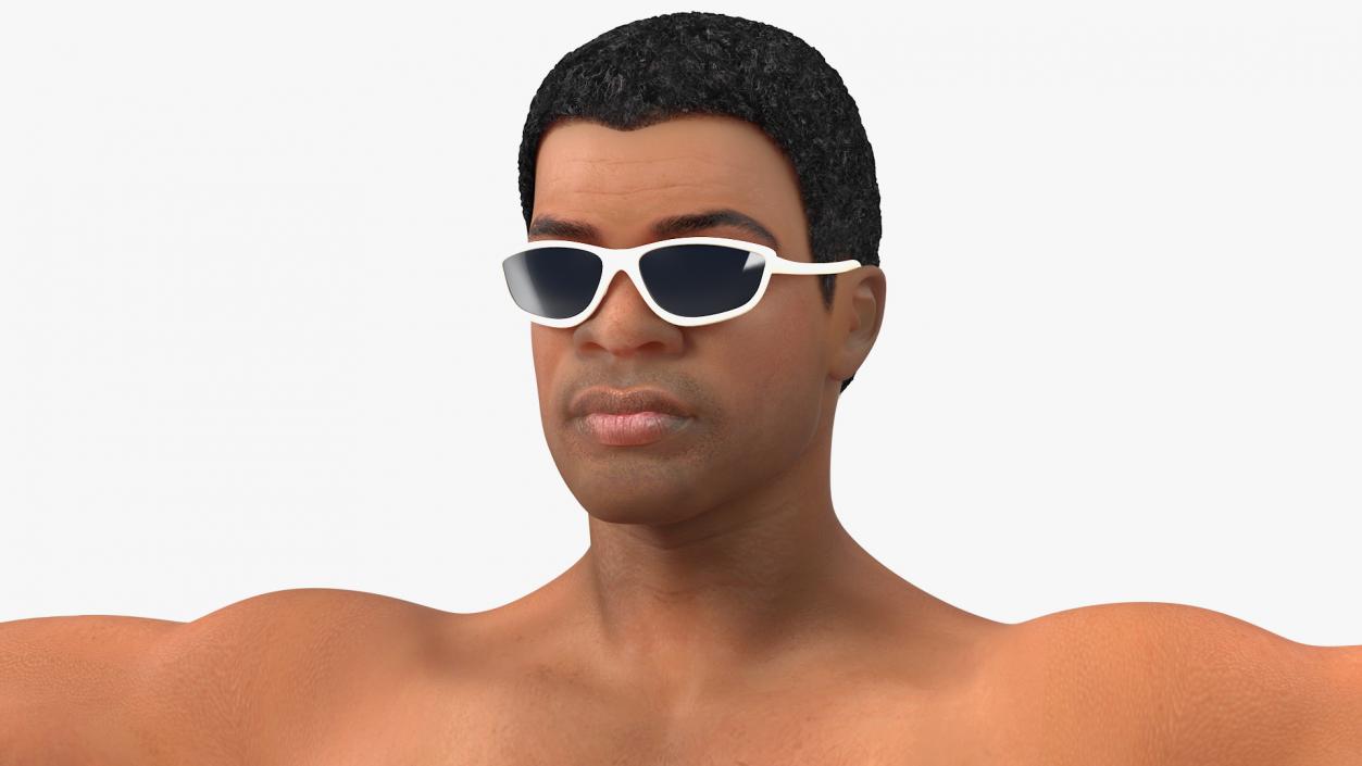 Light Skin Black Man in Swimwear Rigged 3D model