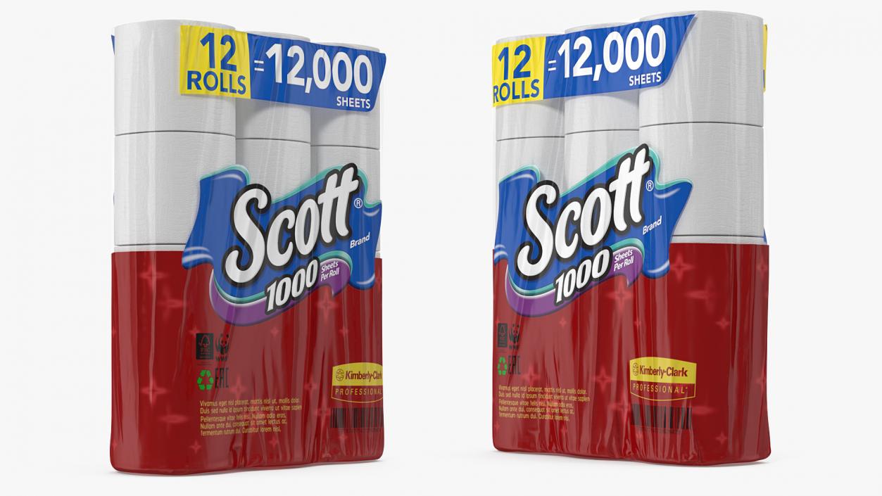 3D Scott Bath Tissue 12 Rolls