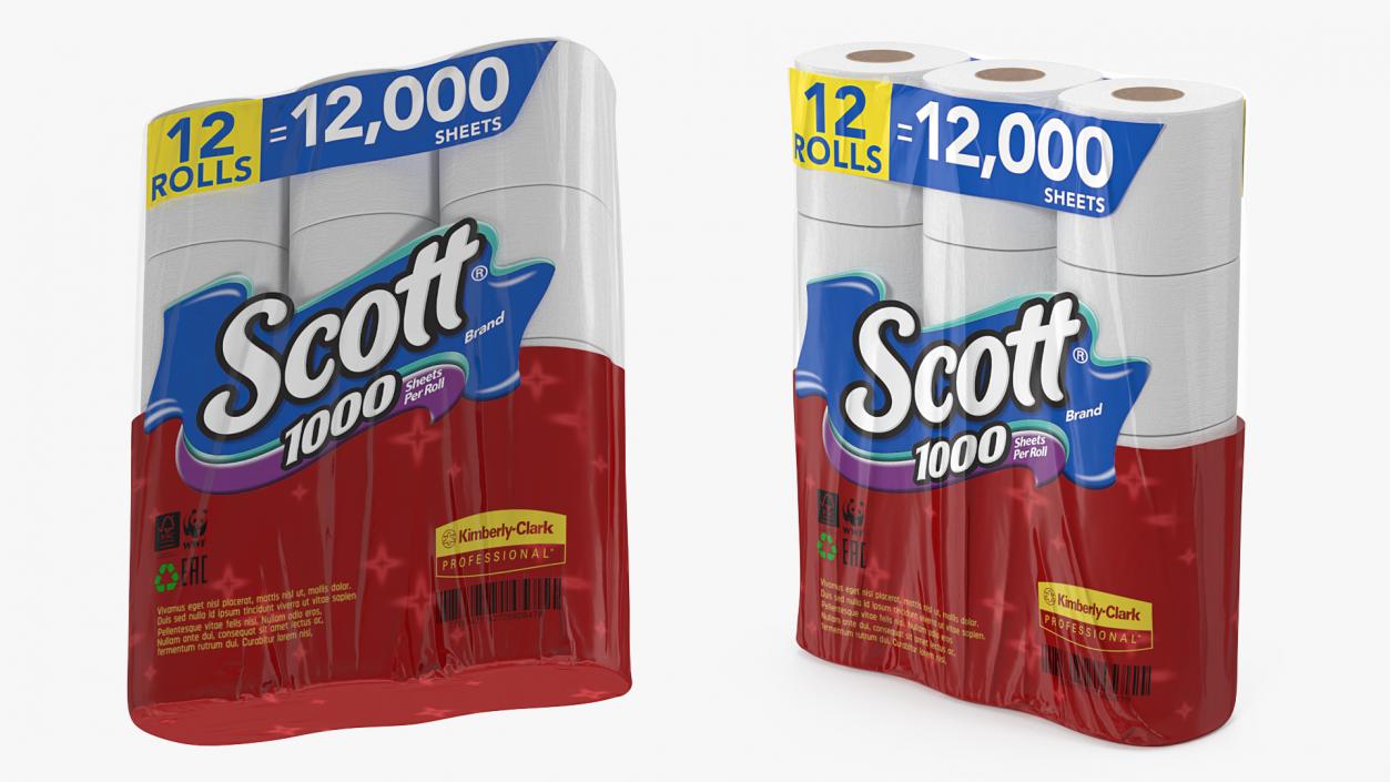 3D Scott Bath Tissue 12 Rolls