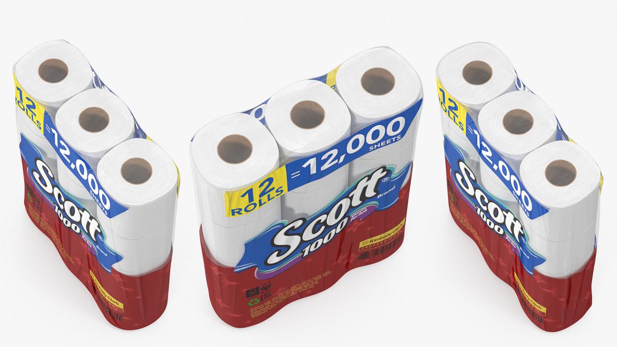 3D Scott Bath Tissue 12 Rolls