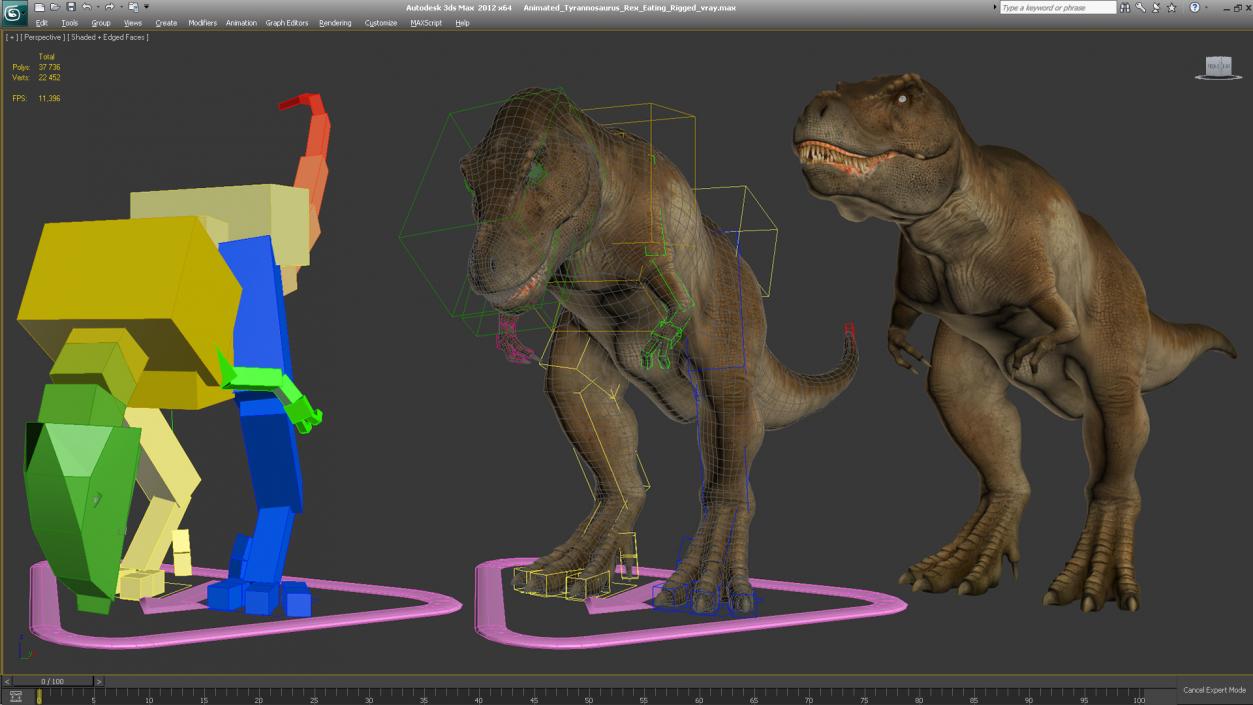 3D model Animated Tyrannosaurus Rex Eating Rigged