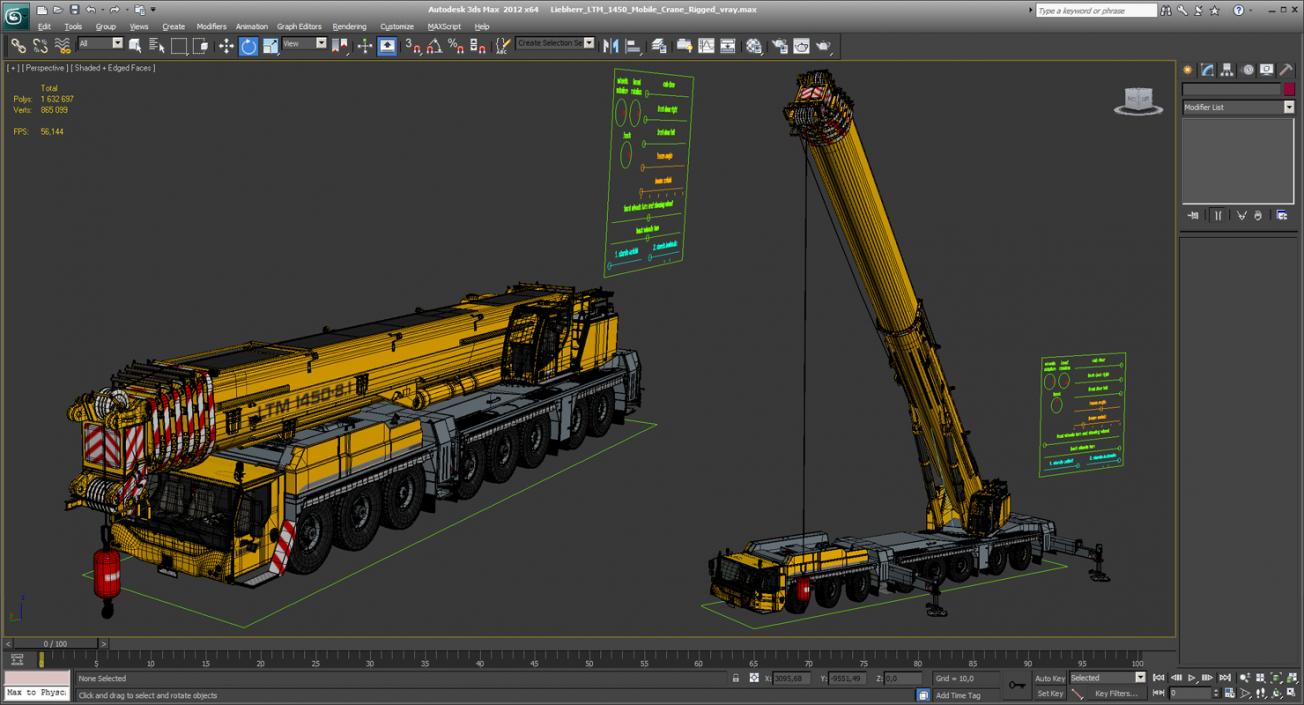 Liebherr LTM 1450 Mobile Crane Rigged 3D