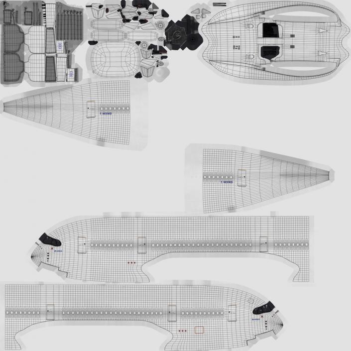 Airbus A350-800 Generic Rigged 3D Model 3D model