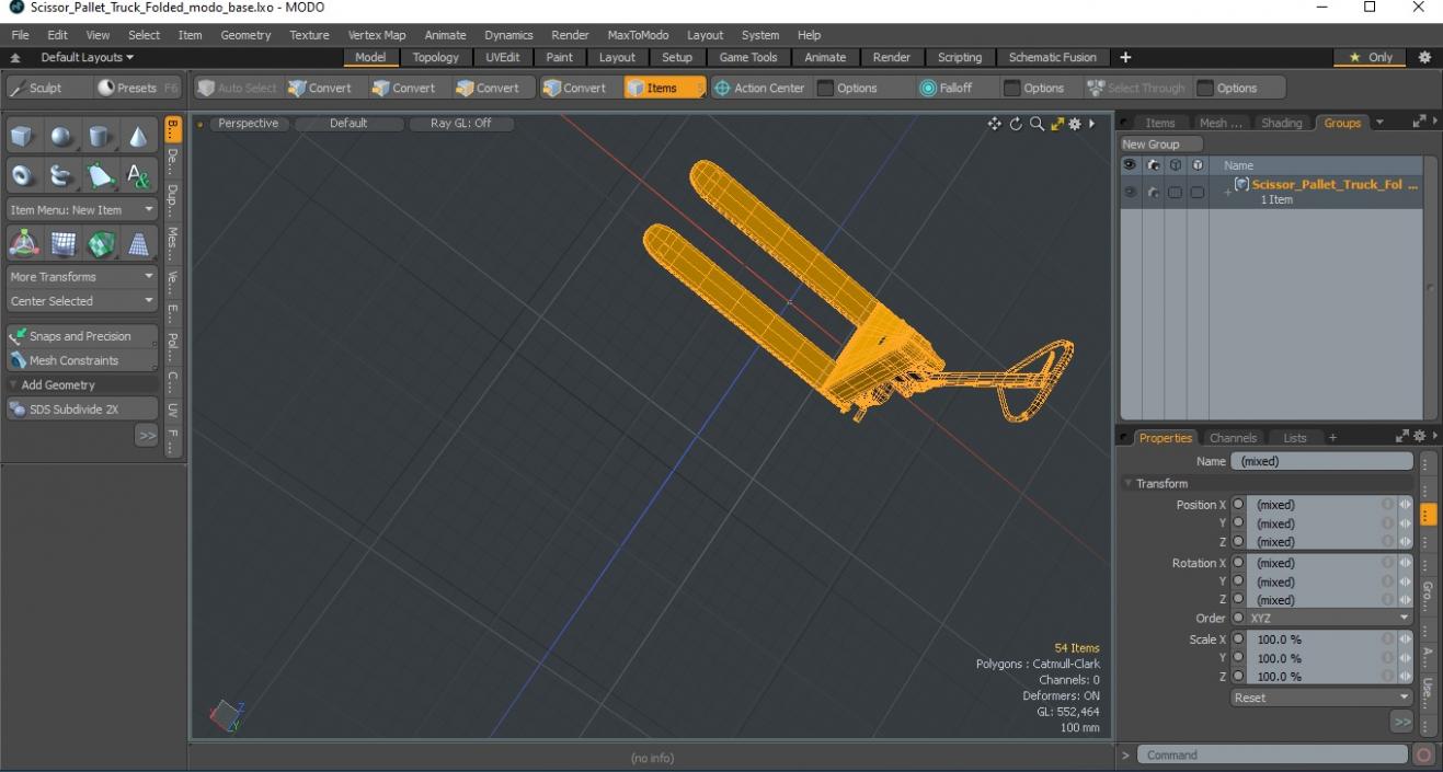 Scissor Pallet Truck Folded 3D