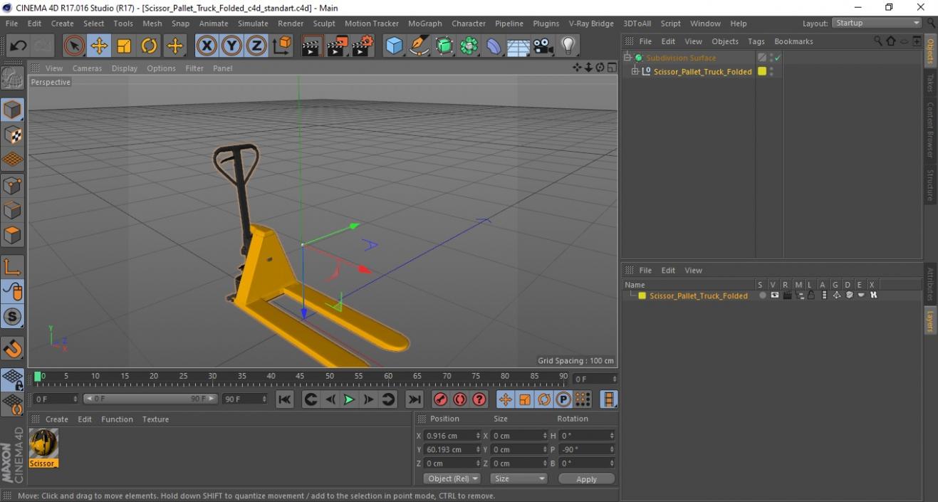 Scissor Pallet Truck Folded 3D