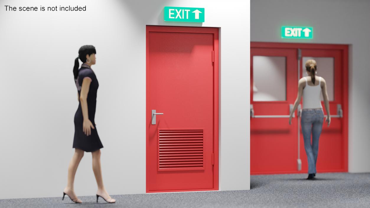 3D Fire Exit Doors Collection