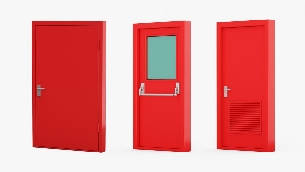 3D Fire Exit Doors Collection