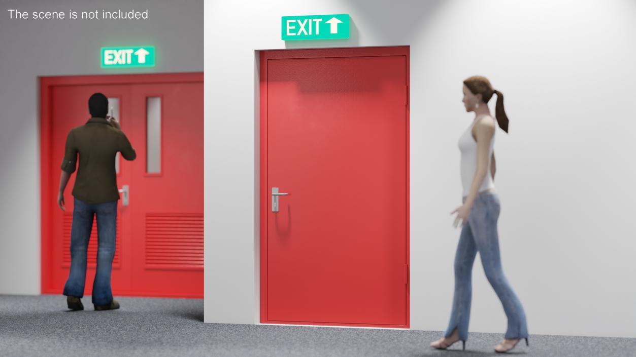 3D Fire Exit Doors Collection