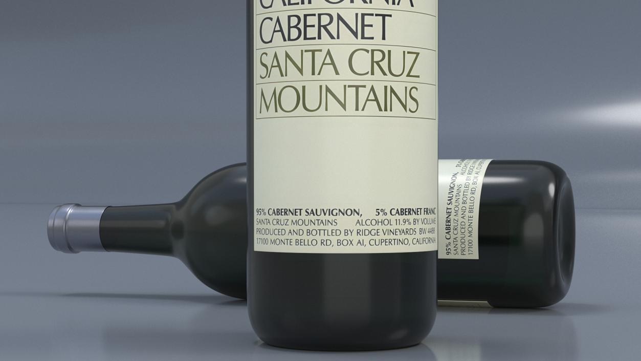 Ridge California Cabernet Bottle 3D