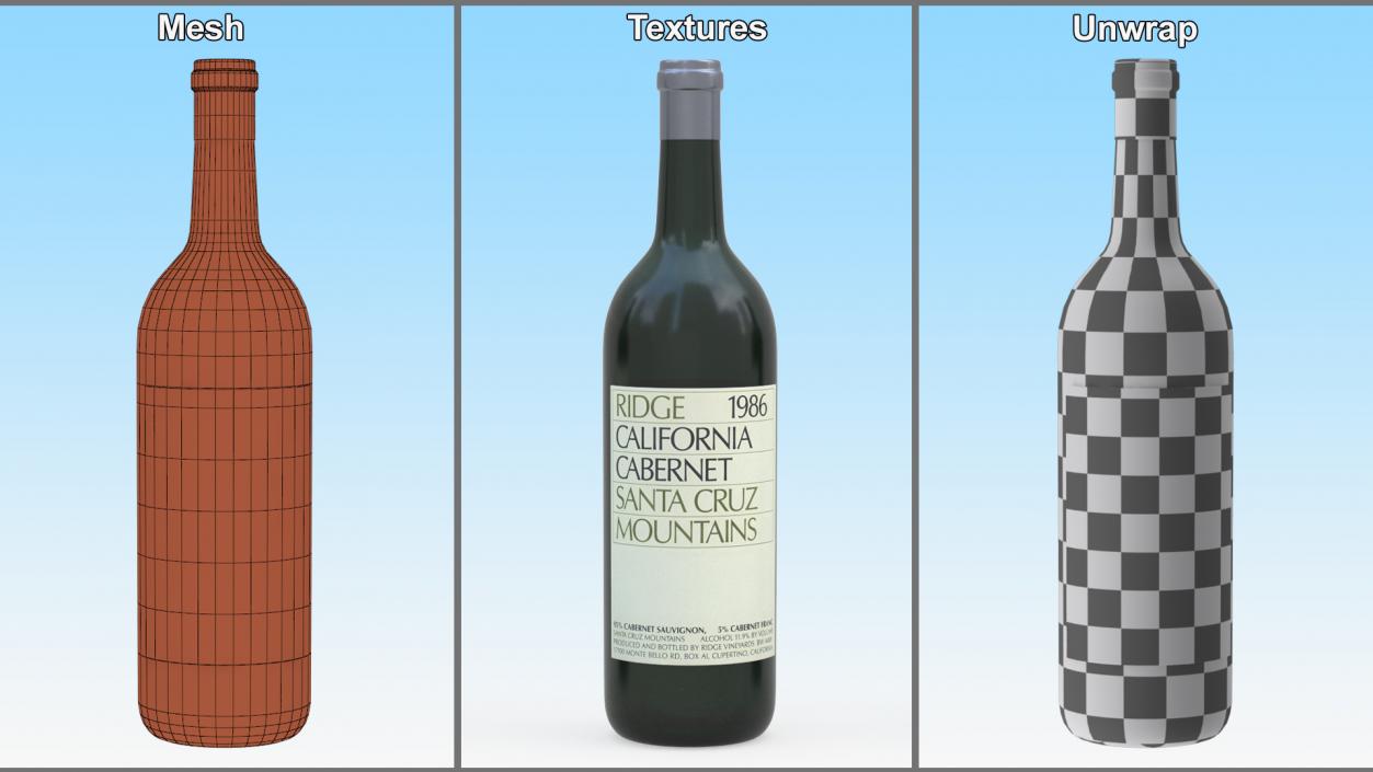 Ridge California Cabernet Bottle 3D