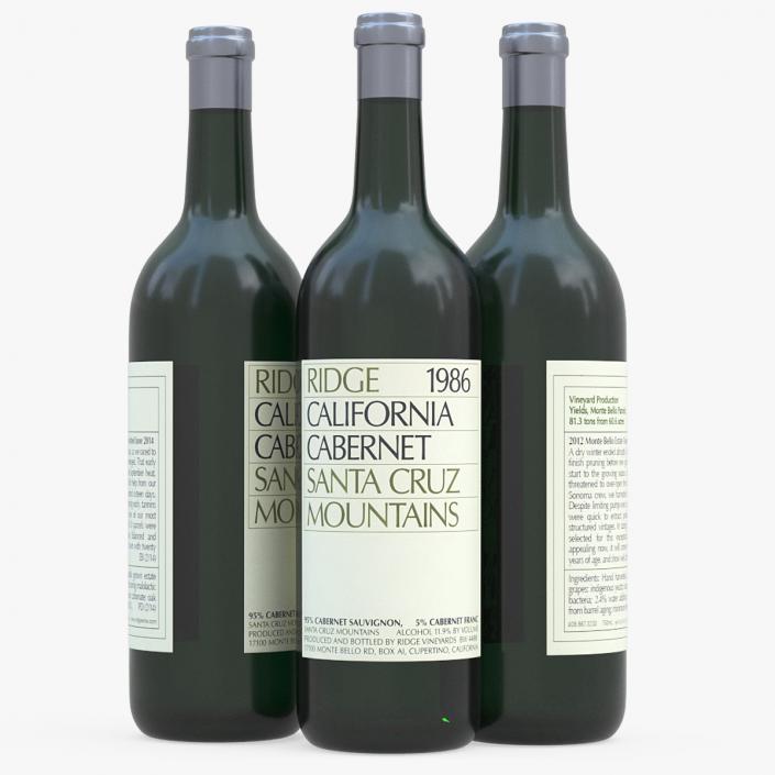 Ridge California Cabernet Bottle 3D