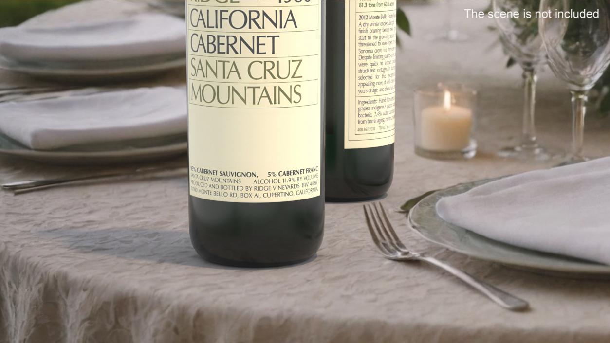 Ridge California Cabernet Bottle 3D