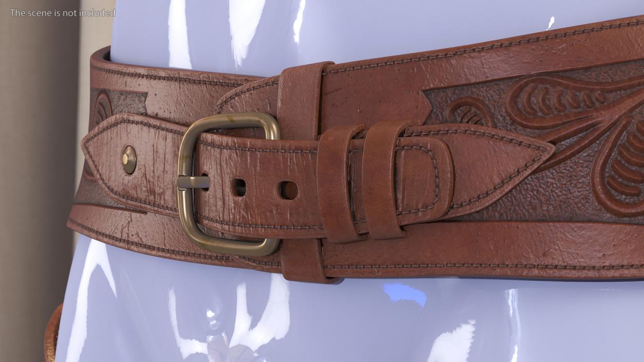 3D Leather Double Gun Belt with Guns model