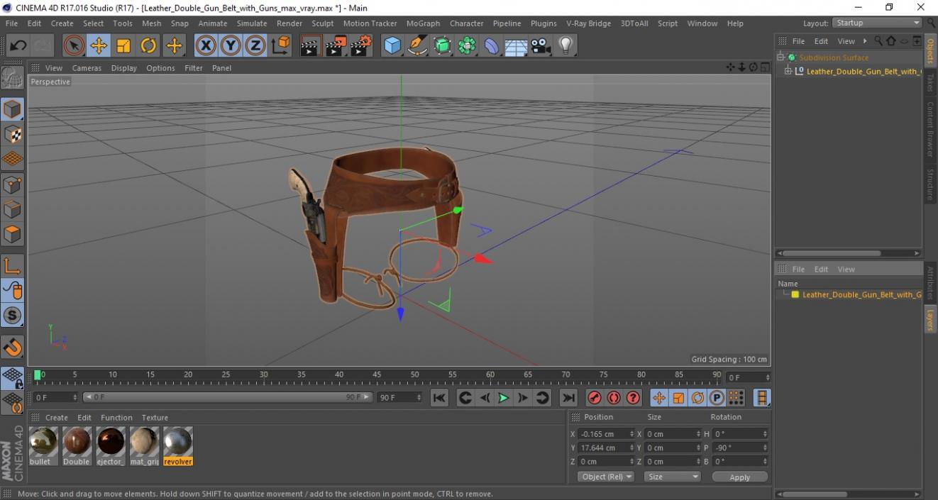 3D Leather Double Gun Belt with Guns model