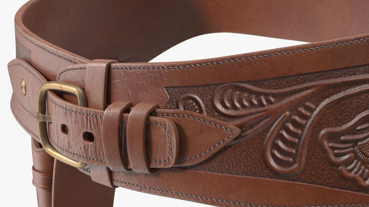 3D Leather Double Gun Belt with Guns model