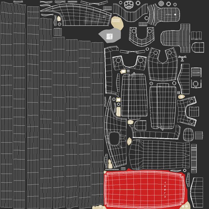 Pedestal Mounted Wall Connector Charger Tesla Red 3D model