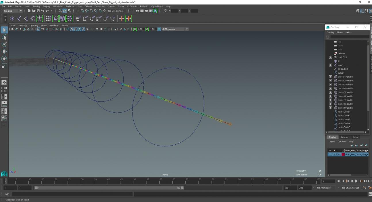 3D model Gold Box Chain Rigged for Maya