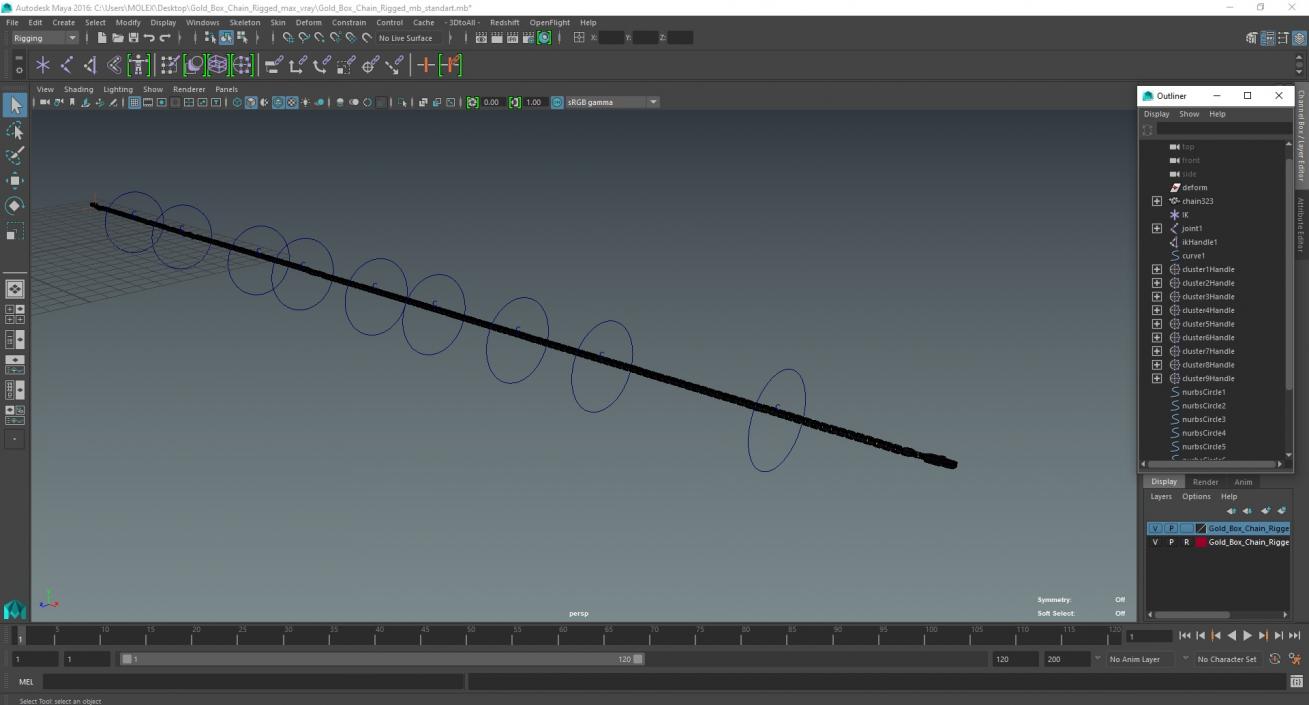 3D model Gold Box Chain Rigged for Maya