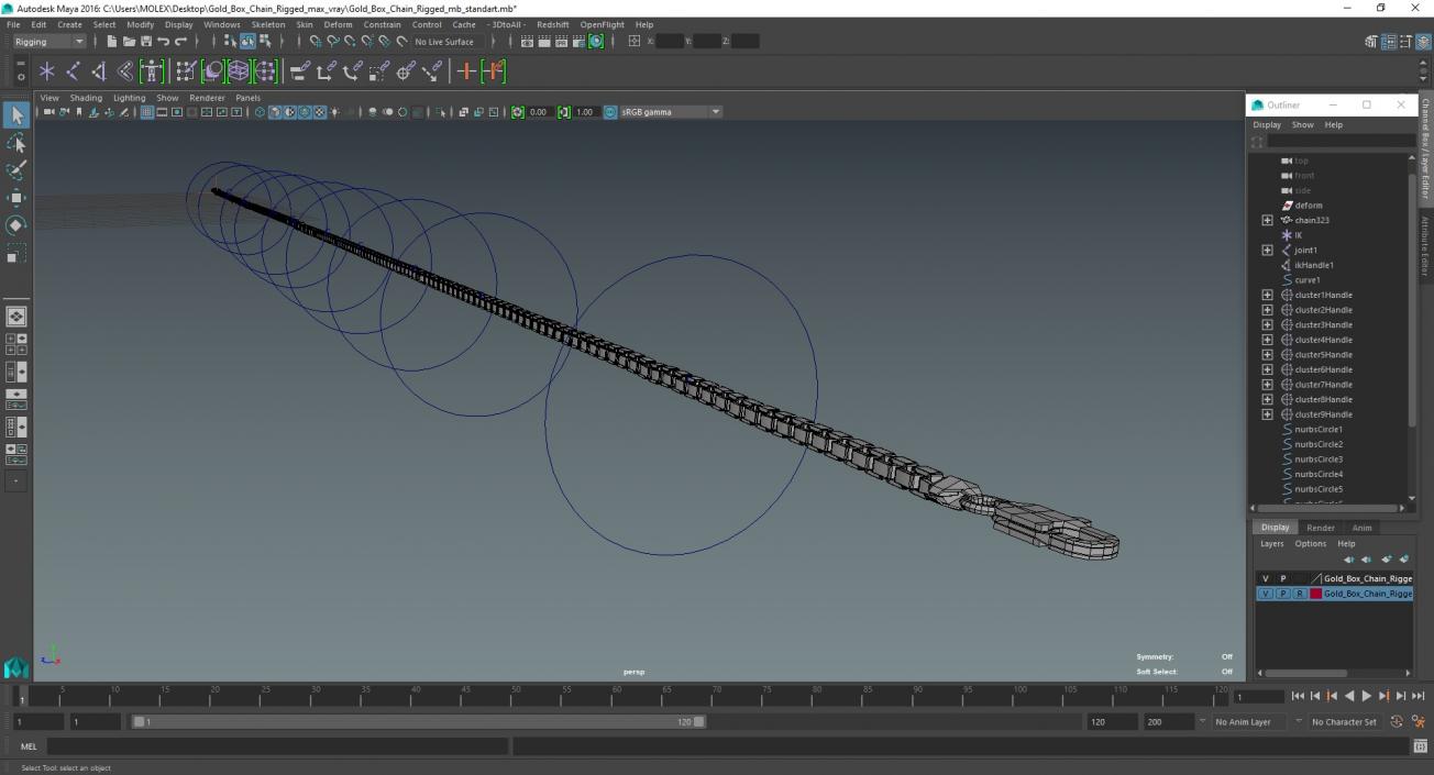 3D model Gold Box Chain Rigged for Maya