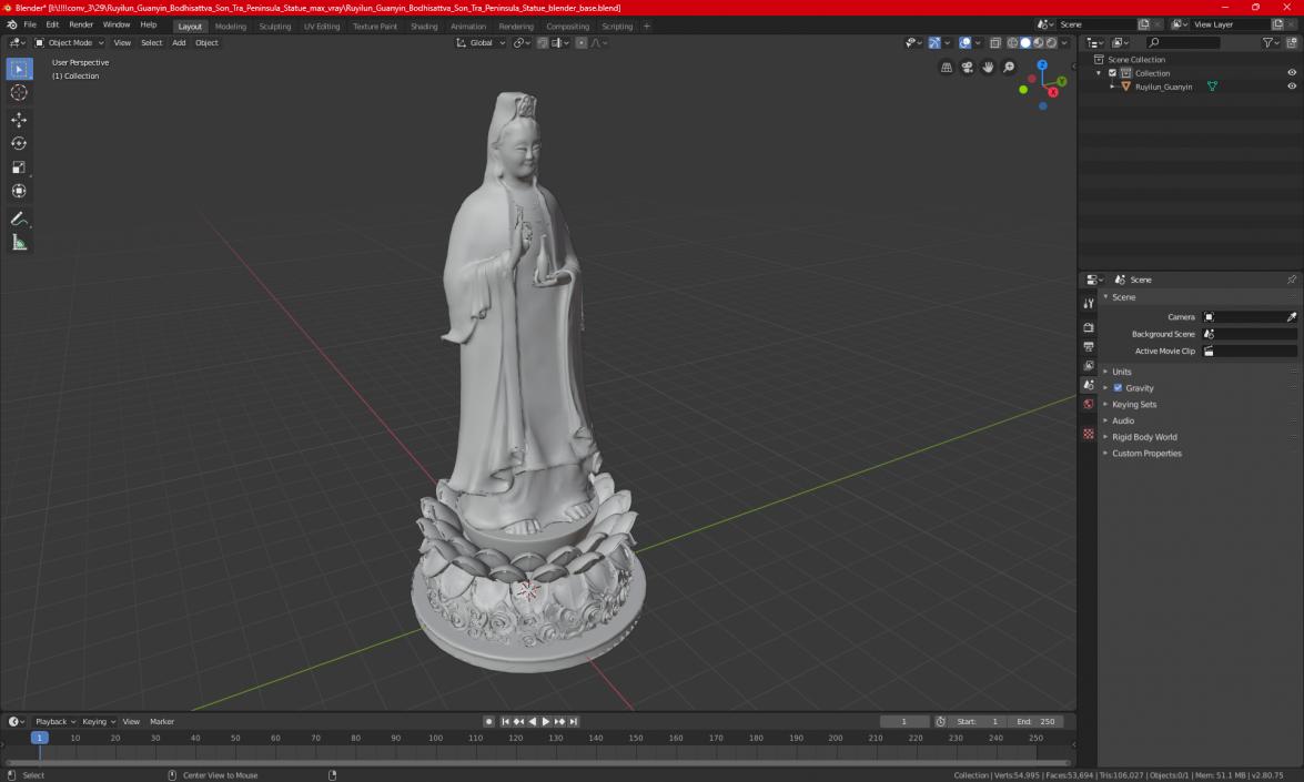 Ruyilun Guanyin Bodhisattva Son Tra Peninsula Statue 3D