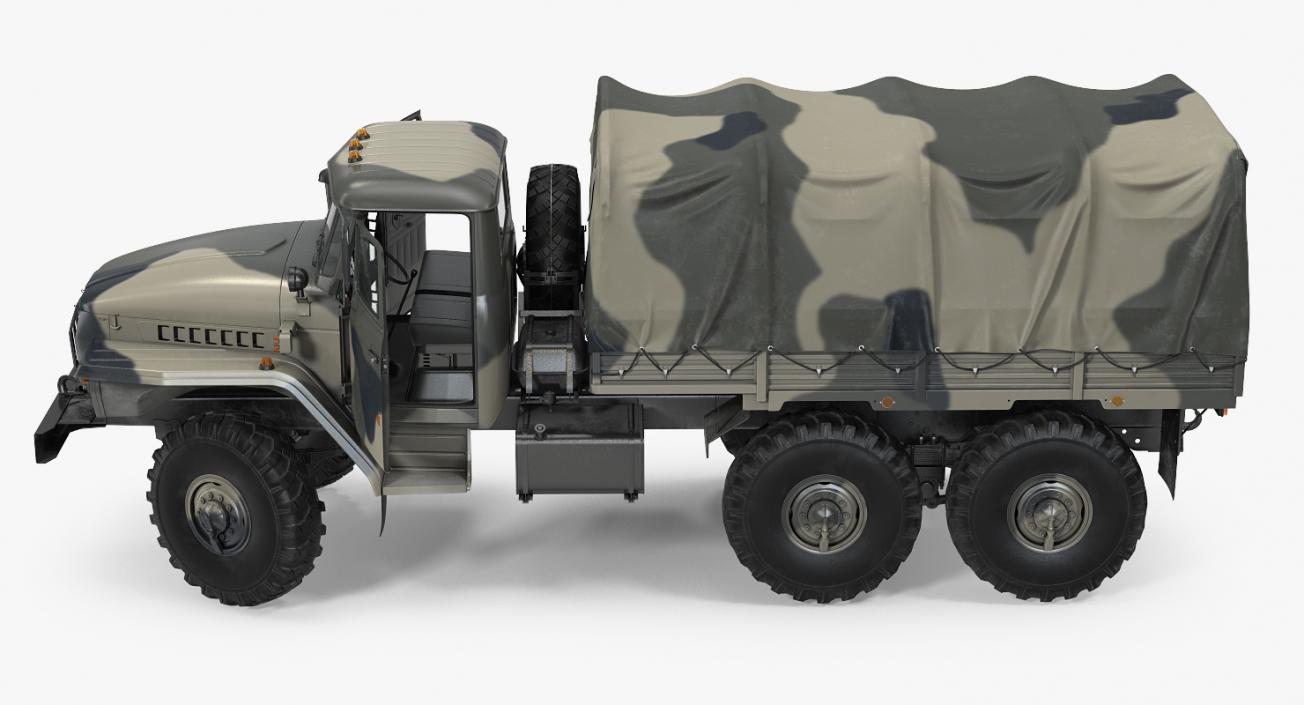 Military Truck URAL 4320 Russian Rigged 3D model