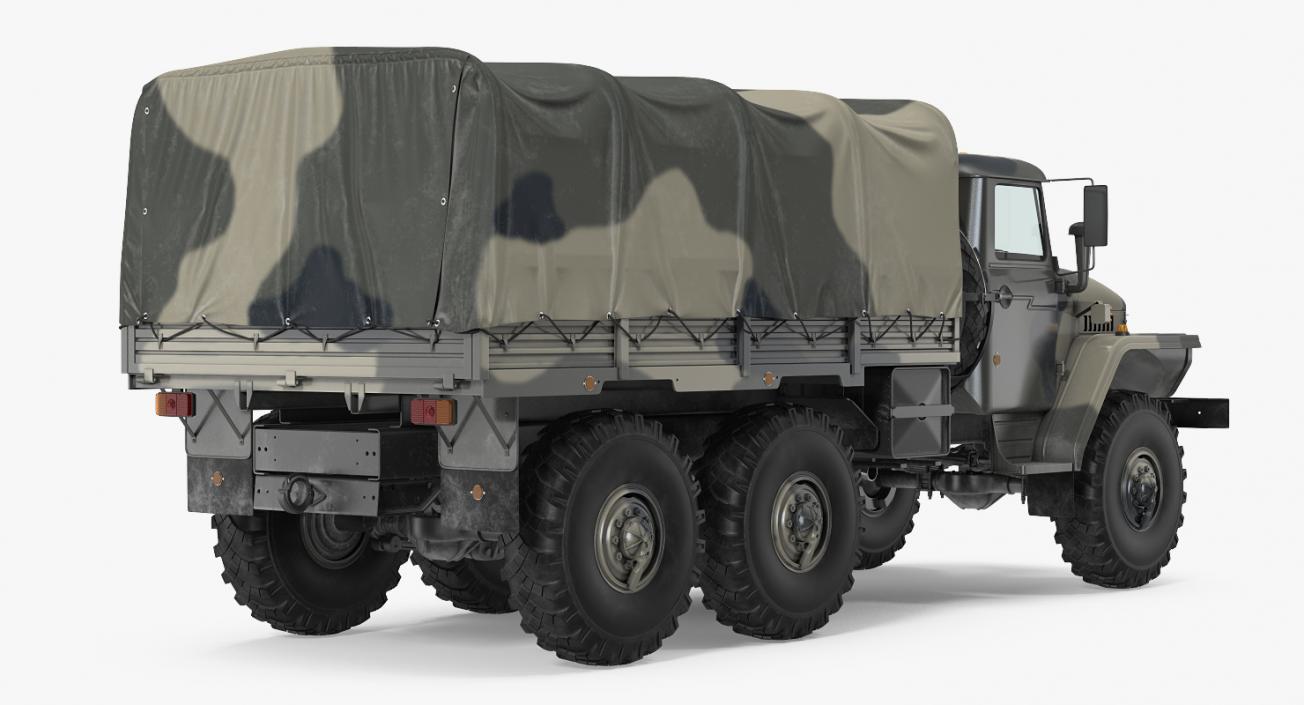 Military Truck URAL 4320 Russian Rigged 3D model