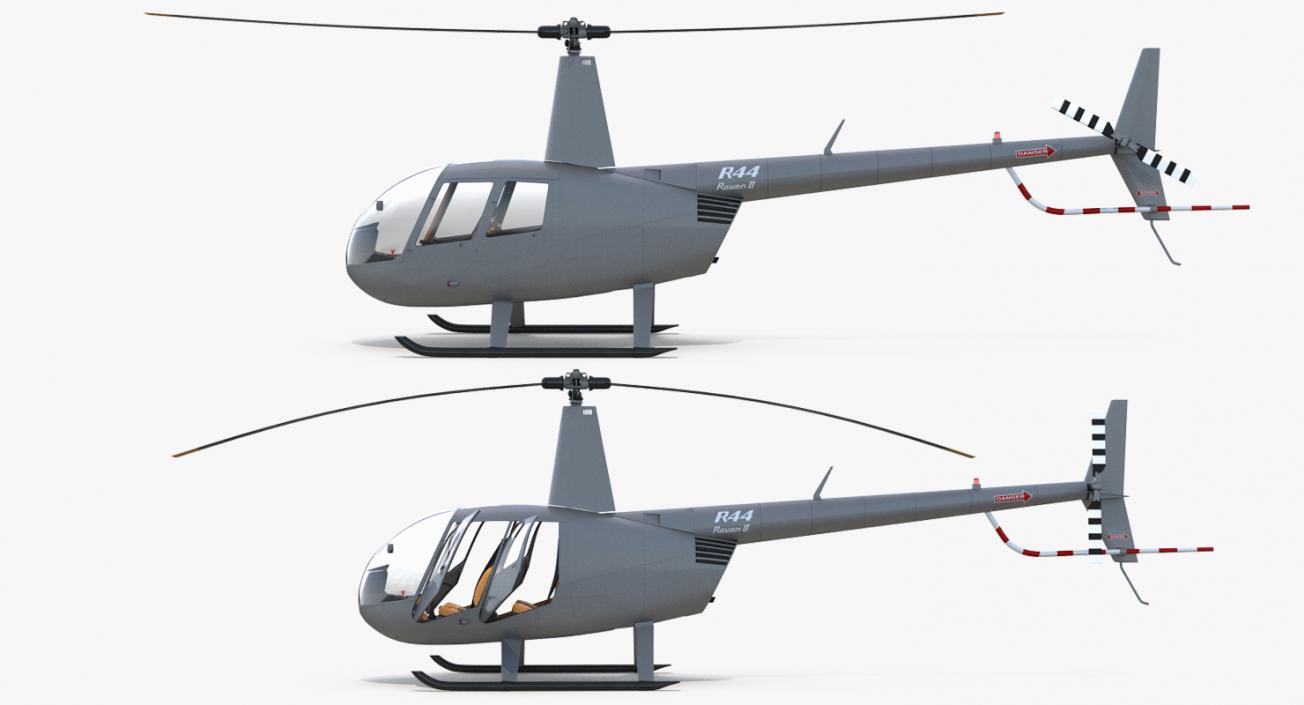 Light Utility Helicopter Robinson R44 Rigged 3D model