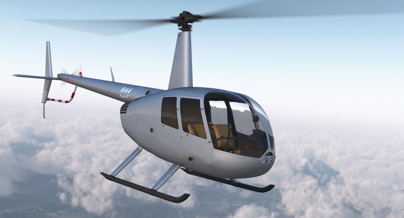 Light Utility Helicopter Robinson R44 Rigged 3D model