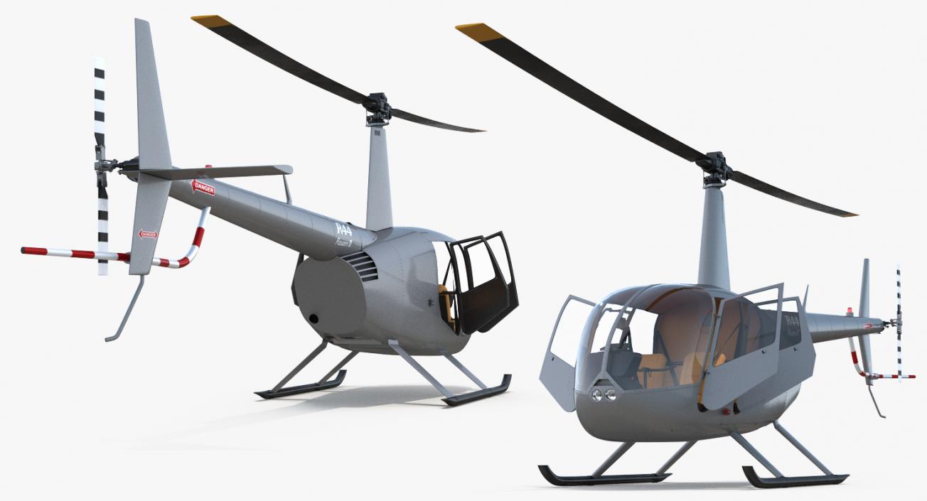 Light Utility Helicopter Robinson R44 Rigged 3D model