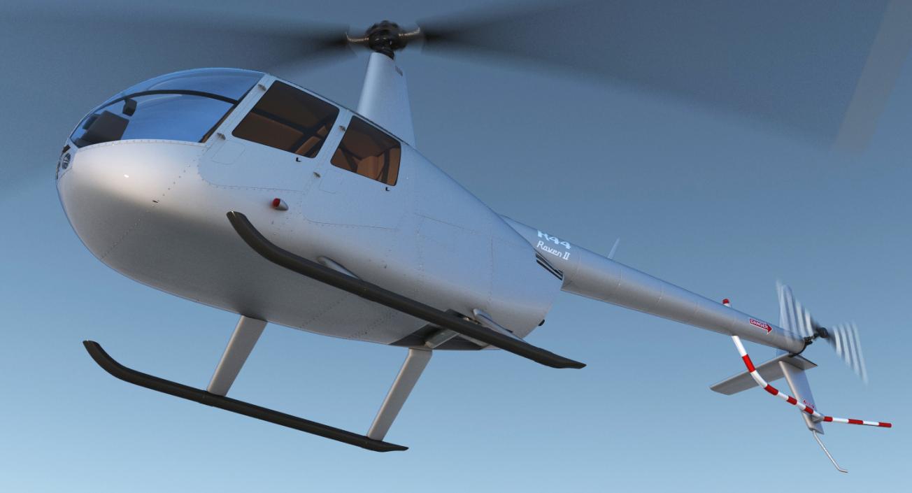 Light Utility Helicopter Robinson R44 Rigged 3D model