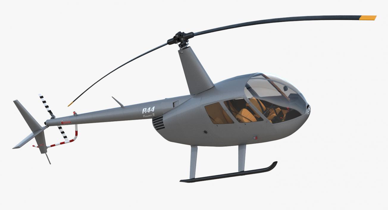 Light Utility Helicopter Robinson R44 Rigged 3D model