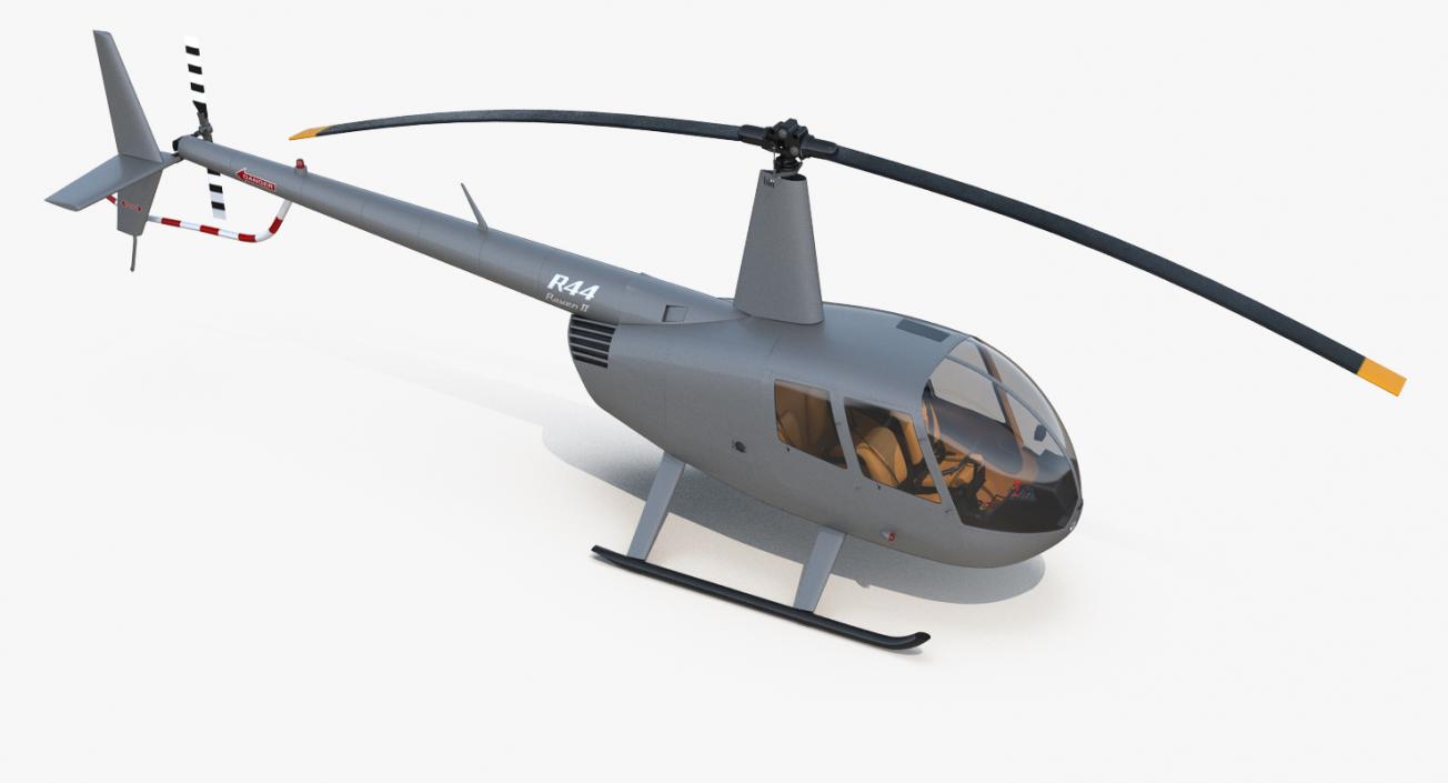 Light Utility Helicopter Robinson R44 Rigged 3D model