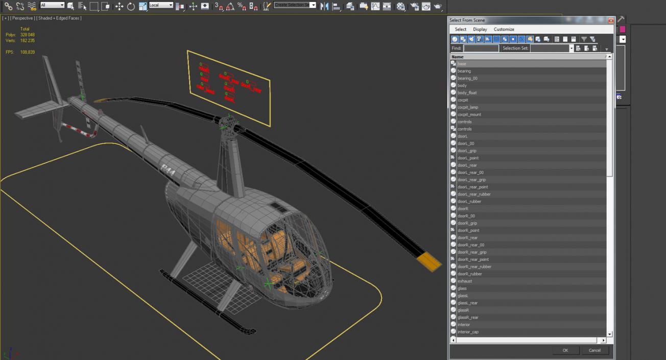 Light Utility Helicopter Robinson R44 Rigged 3D model