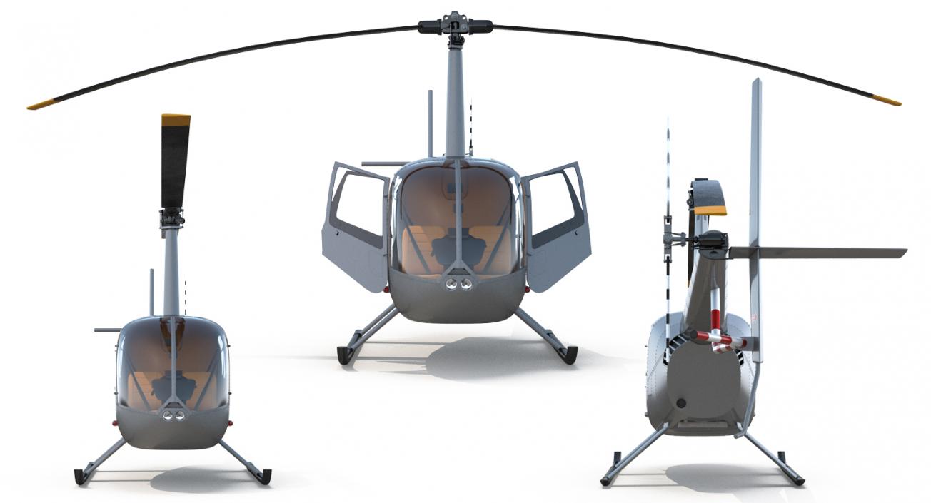 Light Utility Helicopter Robinson R44 Rigged 3D model