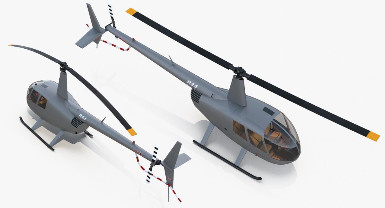 Light Utility Helicopter Robinson R44 Rigged 3D model