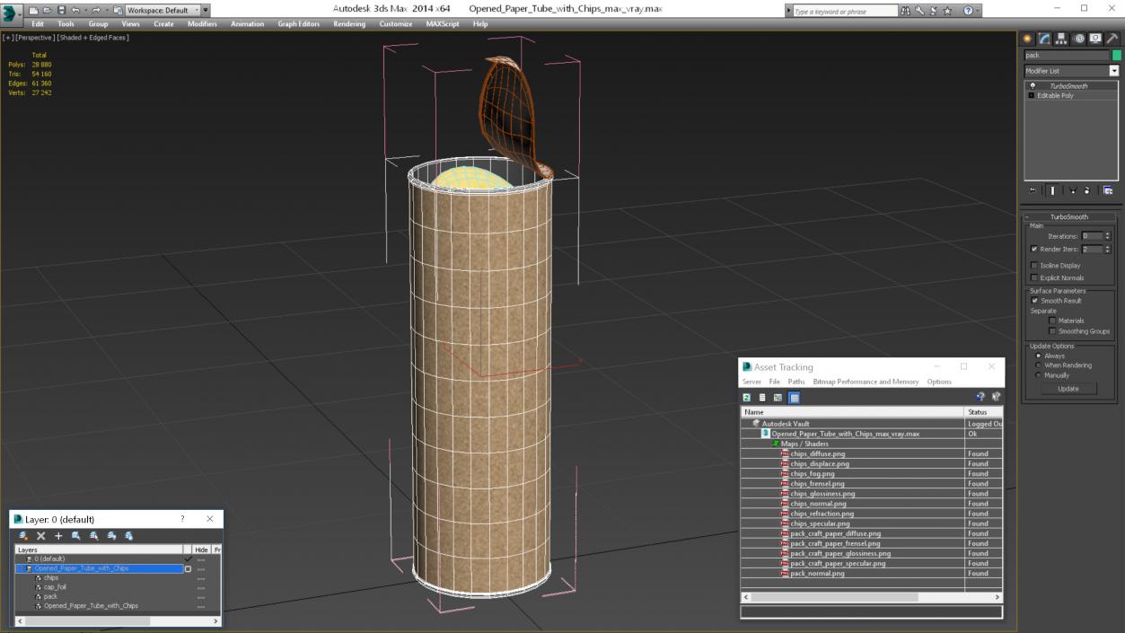 3D Open Paper Tube with Chips