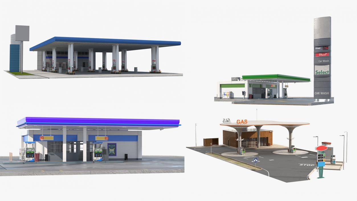 3D Petrol Stations Collection 2 model