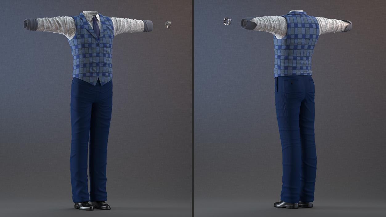 Casual Clothes Set for Elderly Men 3D model