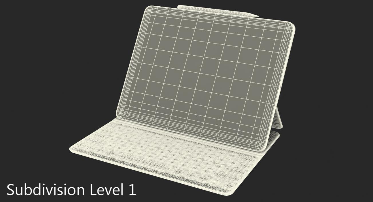 3D Silver Apple iPad Pro 2019 with Smart Keyboard