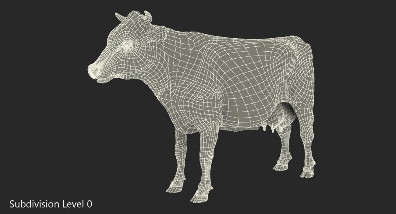 3D Dairy Cow with Fur model