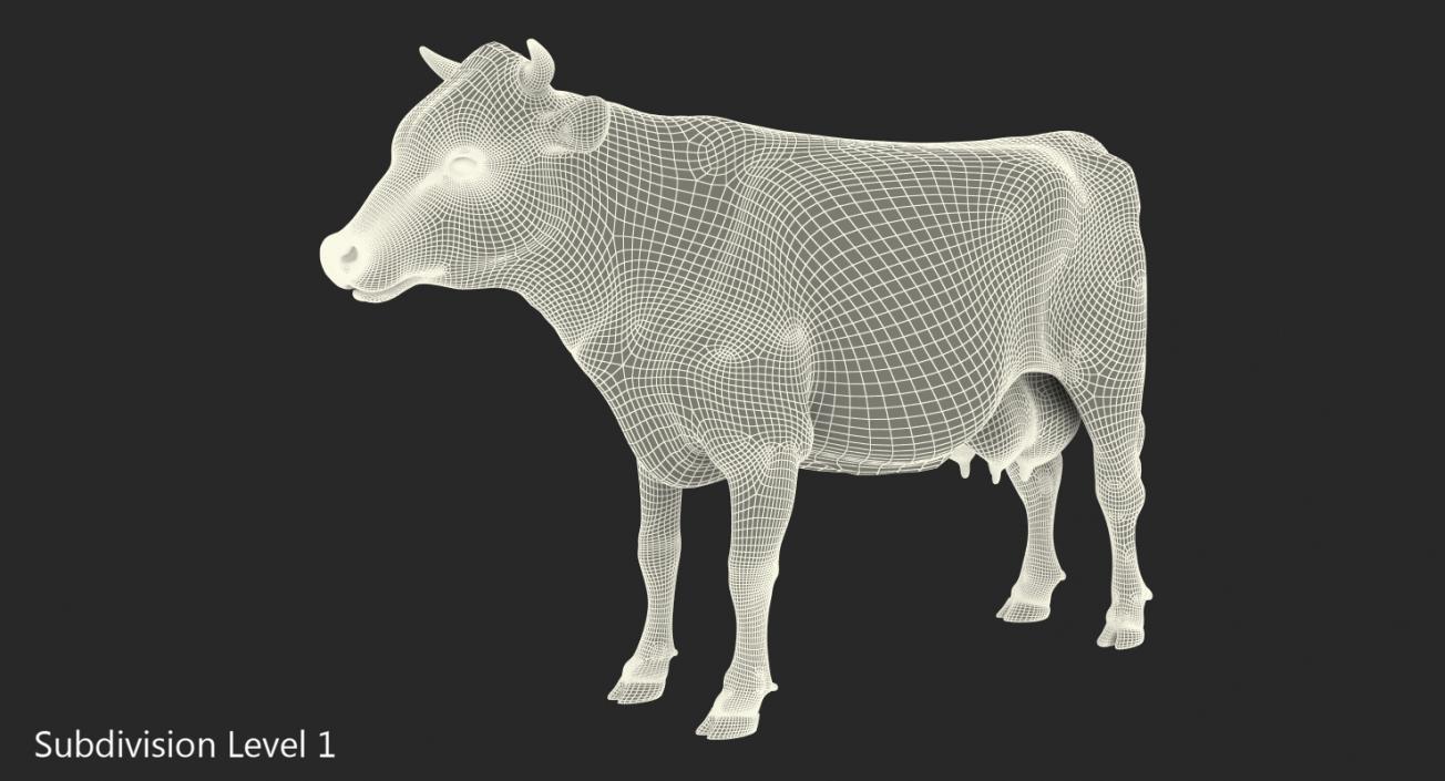 3D Dairy Cow with Fur model