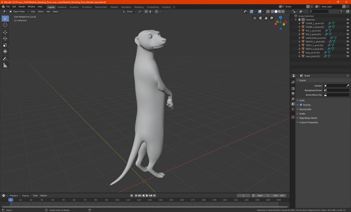 3D Meerkat Standing Pose