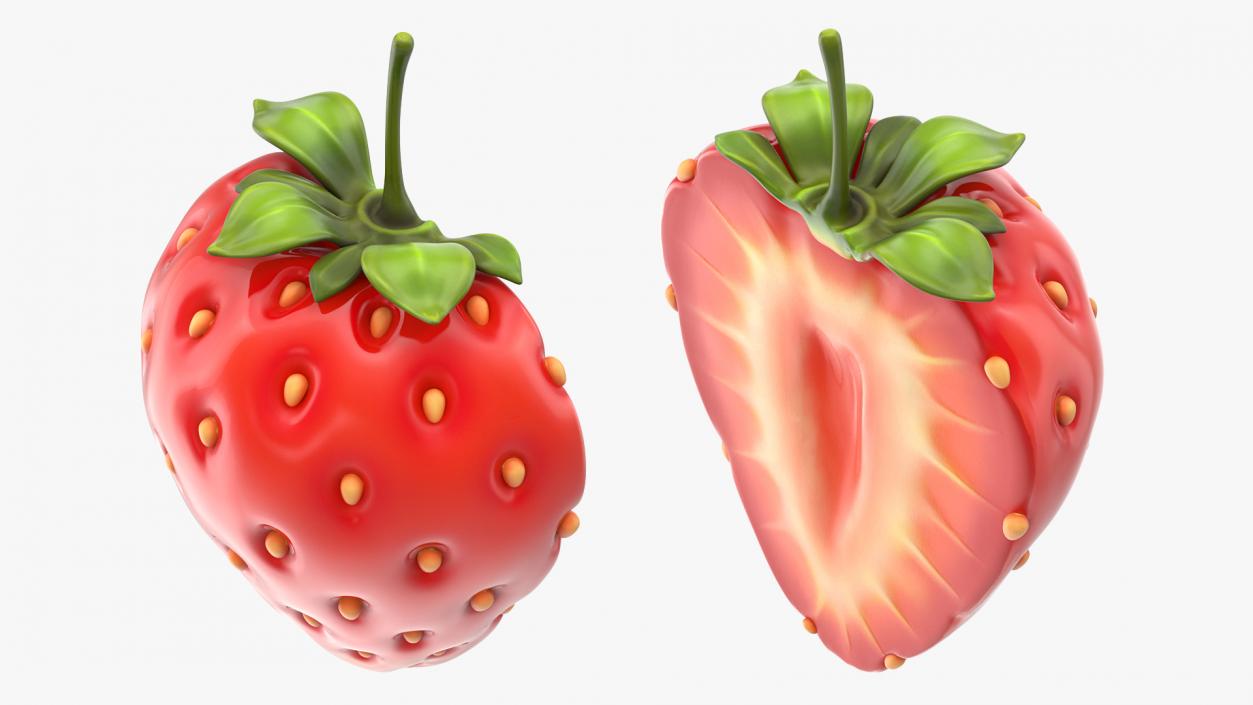 Cartoon Half Cut Strawberry 3D