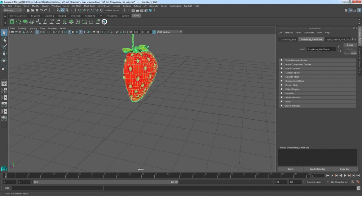 Cartoon Half Cut Strawberry 3D