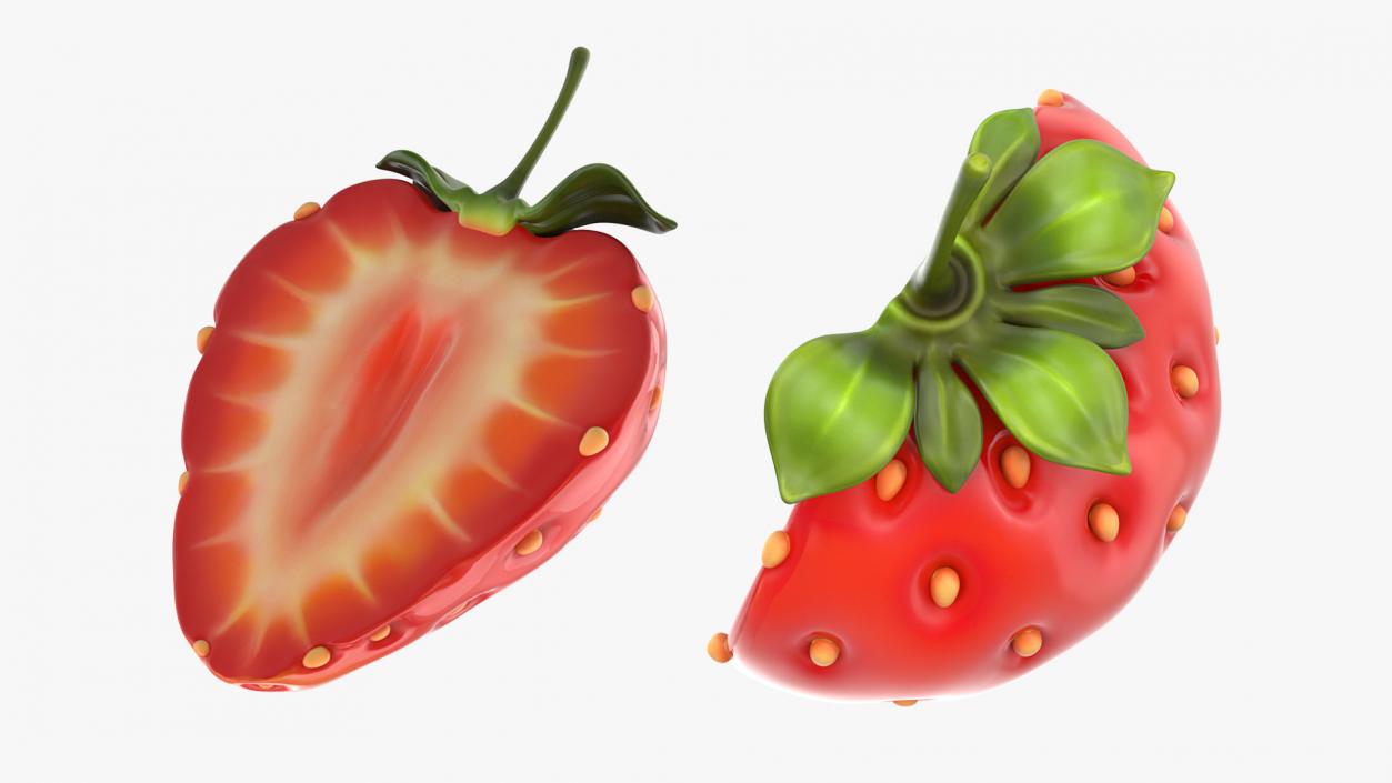 Cartoon Half Cut Strawberry 3D