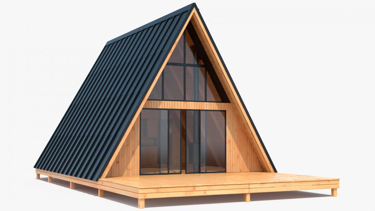 3D A Frame Cabin with Deck model