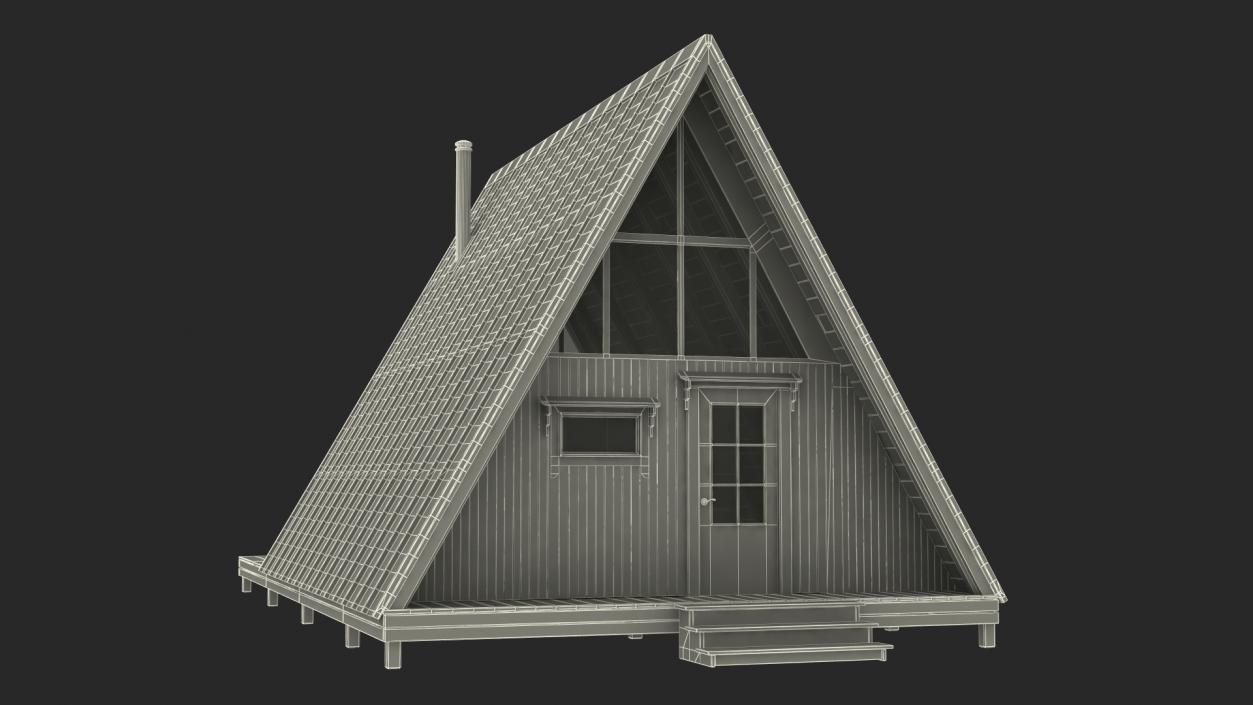 3D A Frame Cabin with Deck model