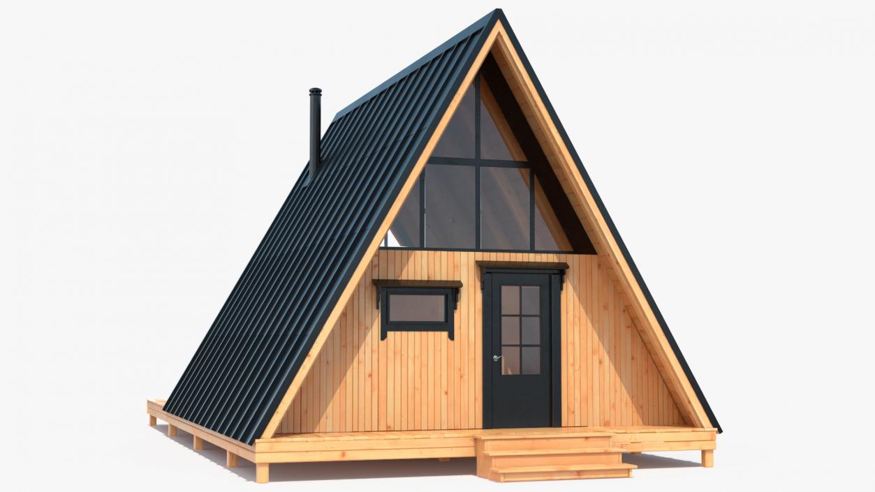 3D A Frame Cabin with Deck model