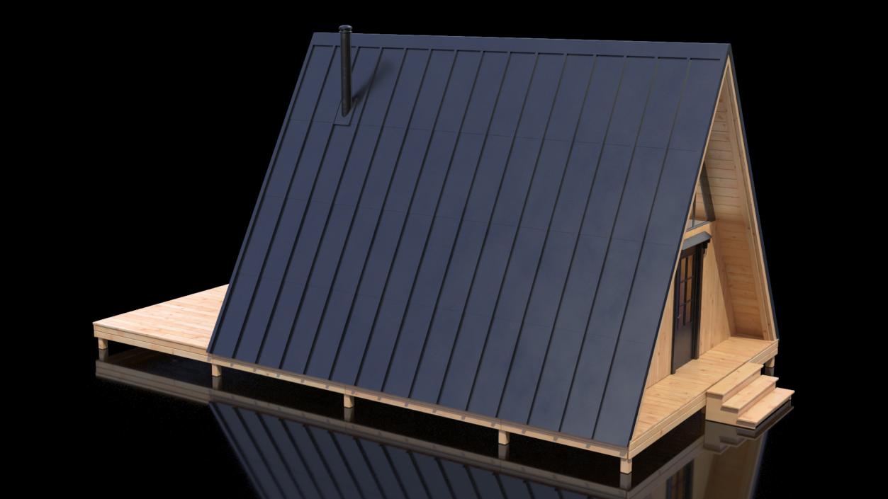 3D A Frame Cabin with Deck model