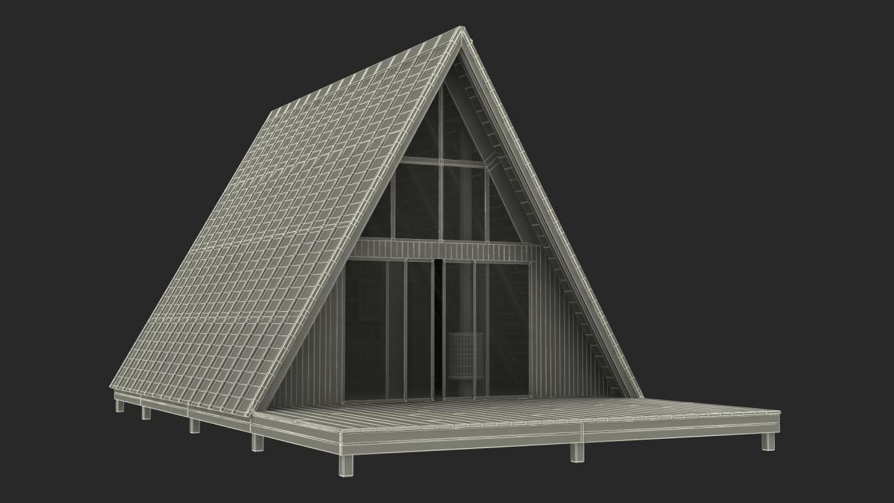 3D A Frame Cabin with Deck model